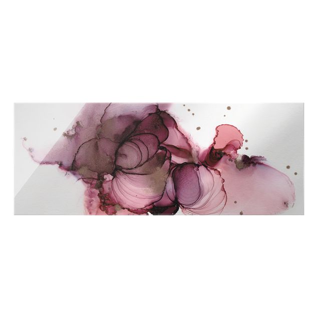 Glasbild - Fließende Reinheit in Violett - Panorama 5:2