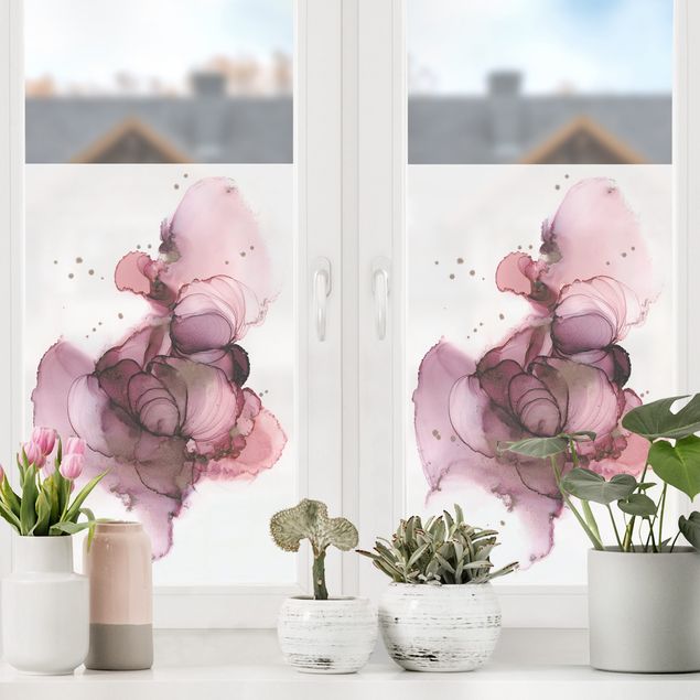 XXL Fensterbilder Fließende Reinheit in Violett