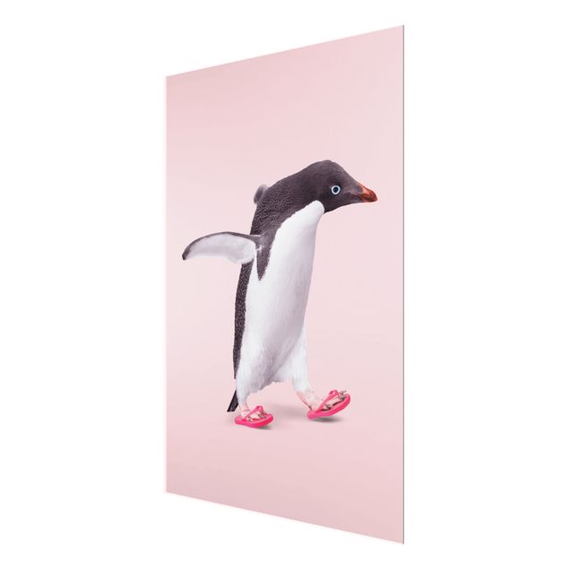 Glasbild - Flip-Flop Pinguin - Hochformat 3:4