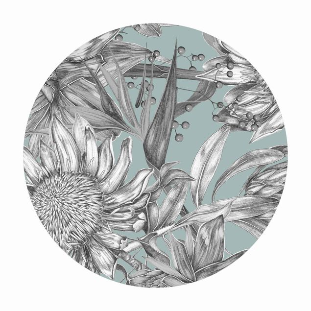 Teppich grau Florale Eleganz Echinacea