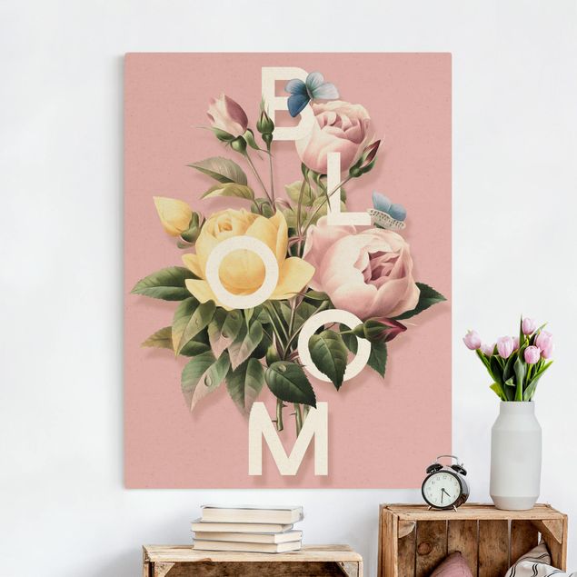 Leinwand Bilder XXL Florale Typografie - Bloom