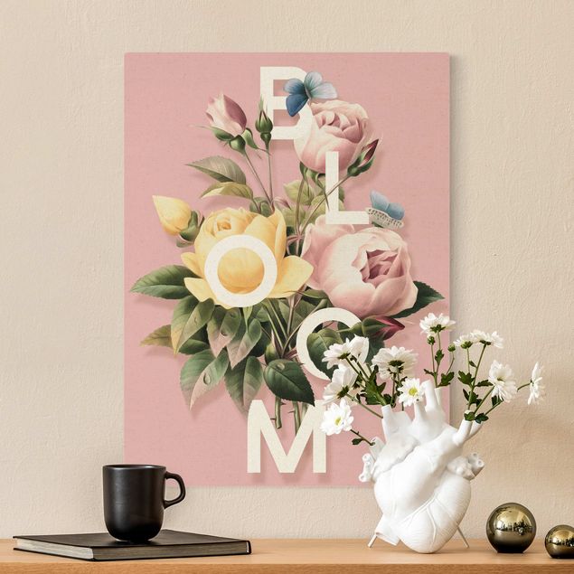 Wandbilder Rosen Florale Typografie - Bloom