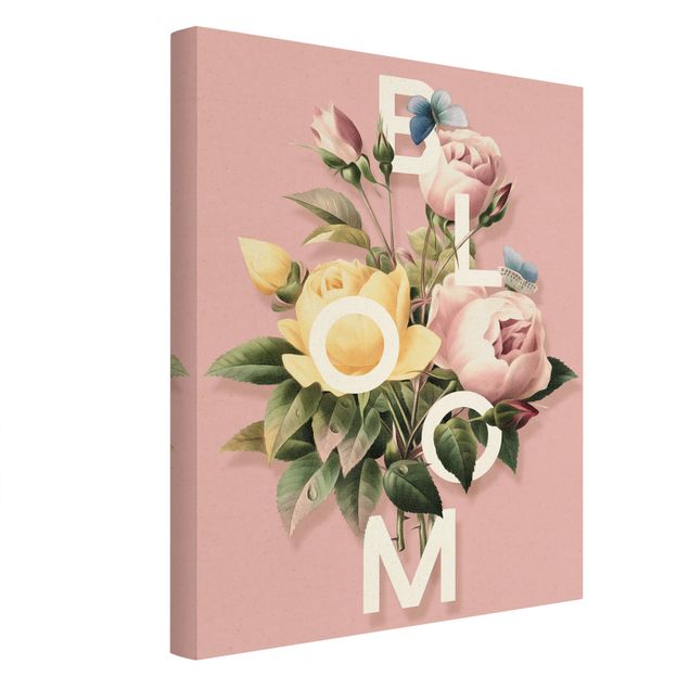 Schöne Leinwandbilder Florale Typografie - Bloom