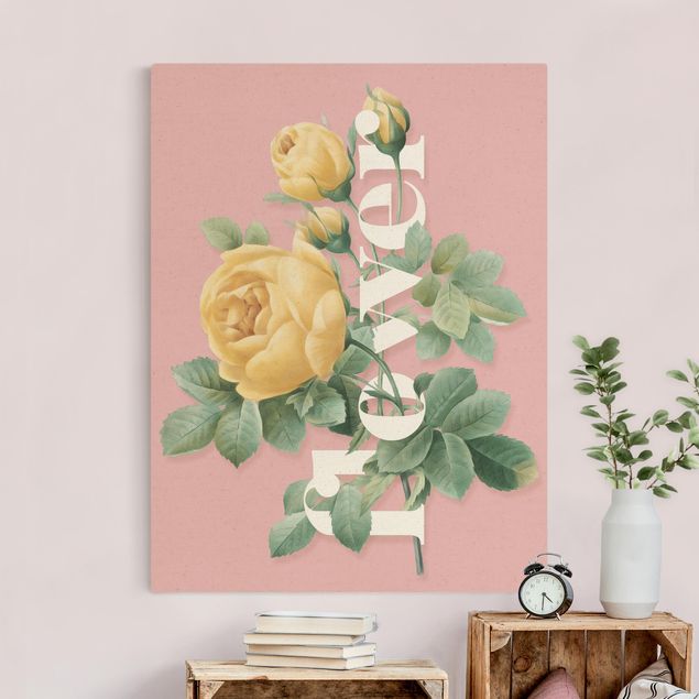 Rosen Bild auf Leinwand Florale Typografie - Flower