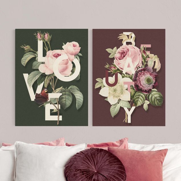Leinwandbilder Sprüche Florale Typografie - Love & Beauty