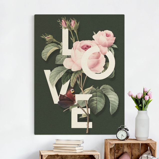 Wandbilder XXL Florale Typografie - Love