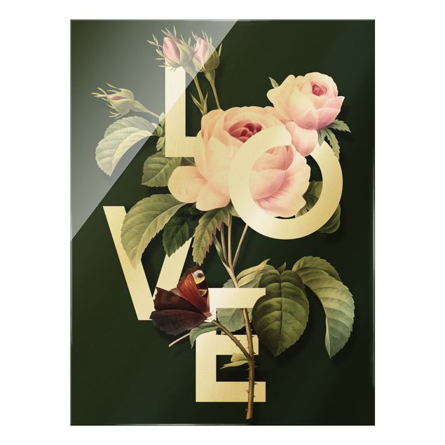 Schöne Wandbilder Florale Typografie - Love