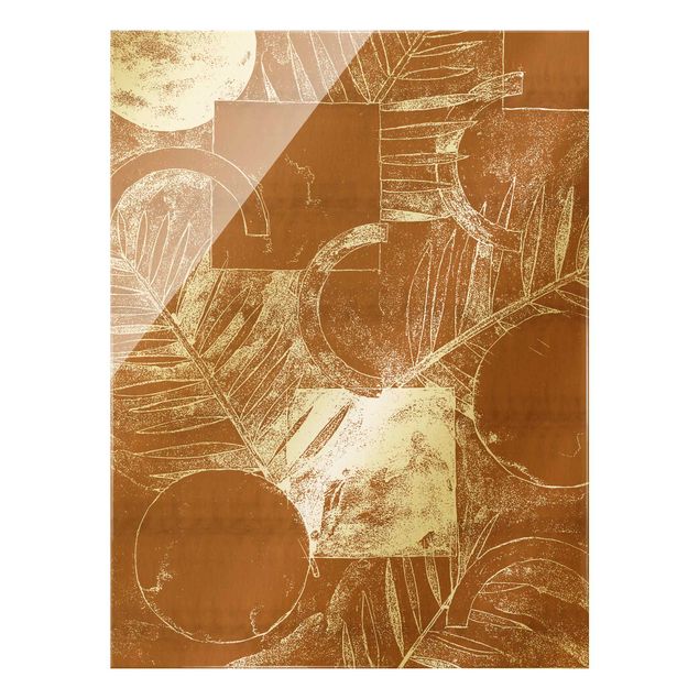 Wandbilder Formen und Blätter Kupfer II