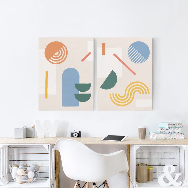 Leinwandbilder Wohnzimmer modern Formen und Farben