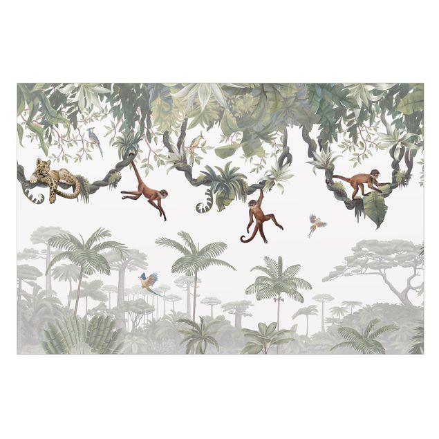 Folie für Fenster Freche Affen in tropischen Kronen
