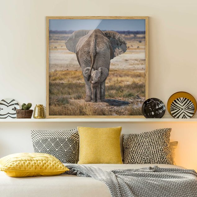Natur Bilder mit Rahmen Frecher Elefant
