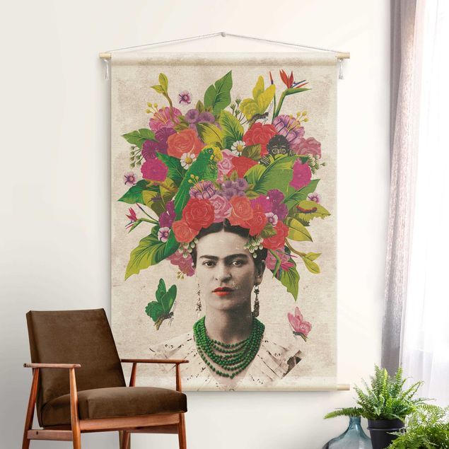 Moderne Wandteppiche Frida Kahlo - Blumenportrait