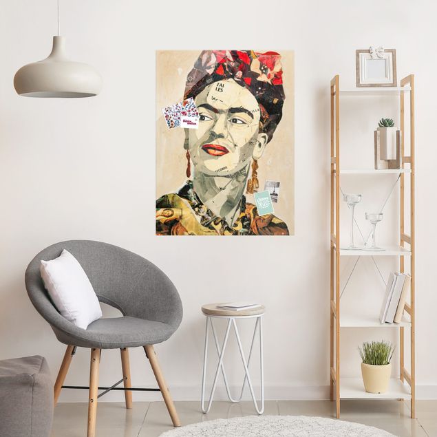 Glasbilder XXL Frida Kahlo - Collage No.2