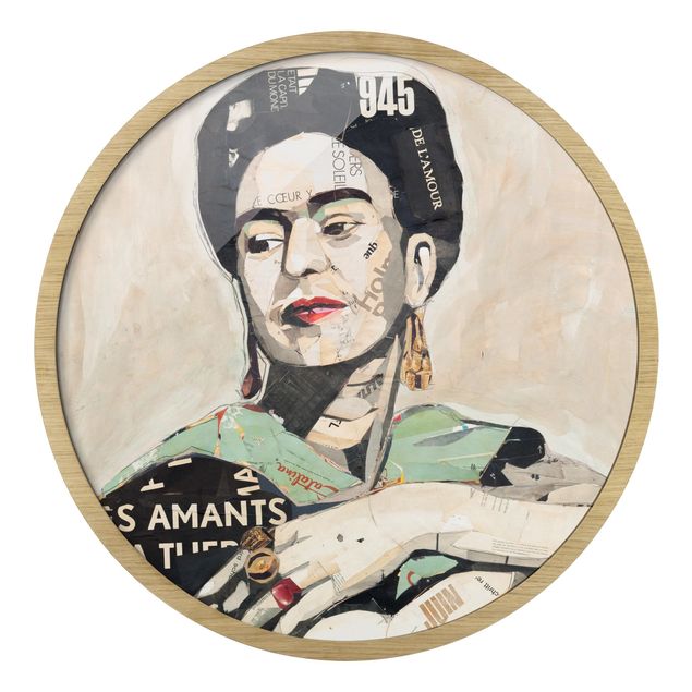 Rundes Gerahmtes Bild - Frida Kahlo - Collage No.4