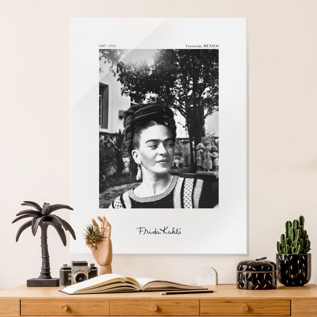 Wandbilder Glas XXL Frida Kahlo Foto Portrait im Garten