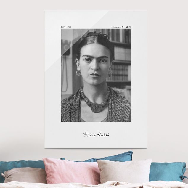 Wandbilder Glas XXL Frida Kahlo Foto Portrait im Haus