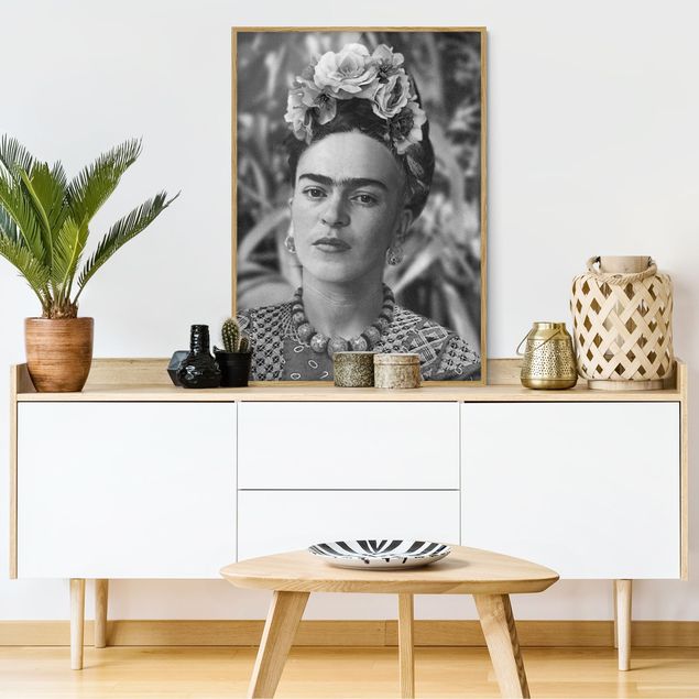 Bilder für die Wand Frida Kahlo Foto Portrait mit Blumenkrone