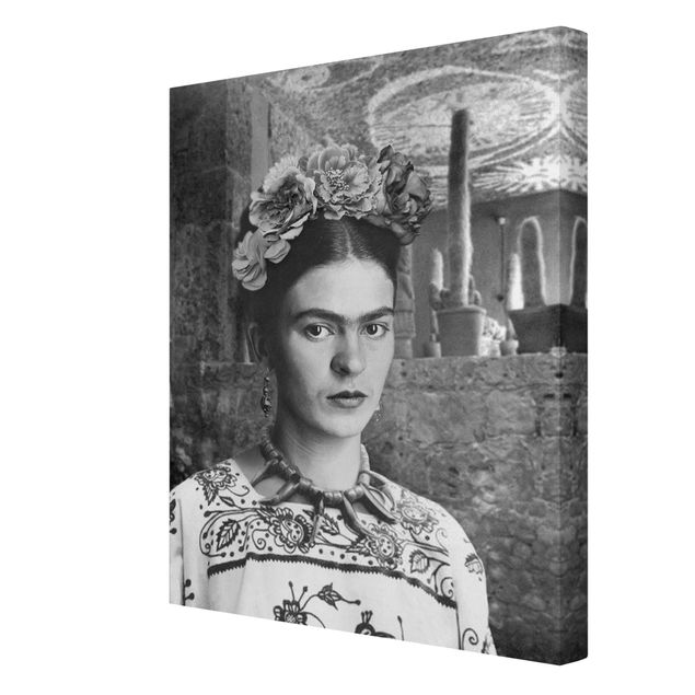 Bilder für die Wand Frida Kahlo Foto Portrait vor Kakteen