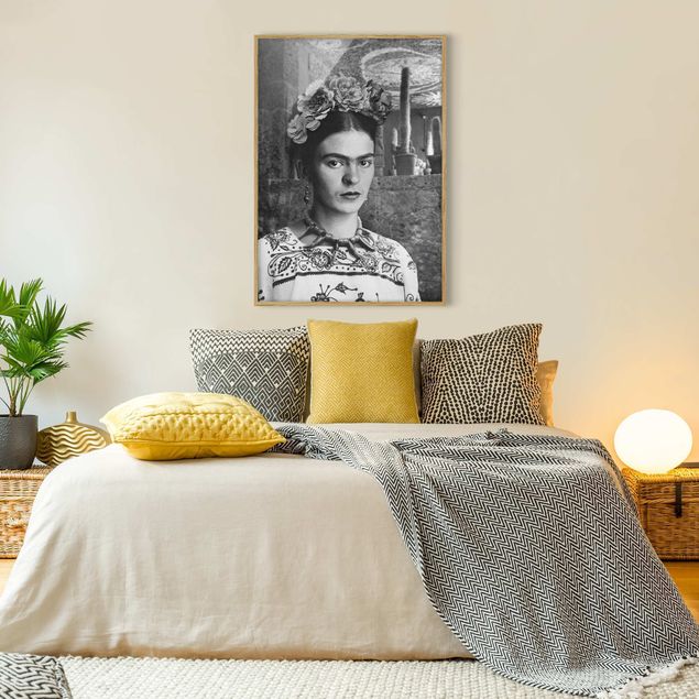 Schöne Wandbilder Frida Kahlo Foto Portrait vor Kakteen