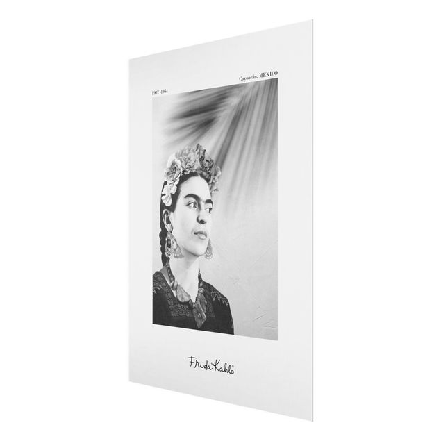 Glasbild - Frida Kahlo Portrait mit Schmuck - Hochformat