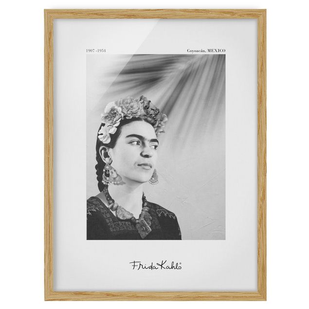 Gerahmte Bilder Frida Kahlo Portrait mit Schmuck