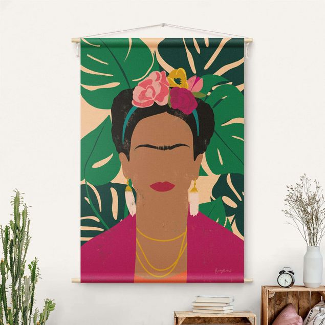 Wandteppich modern Frida tropische Collage