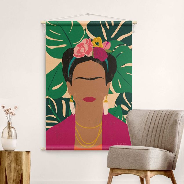Wandteppich Kunst Frida tropische Collage