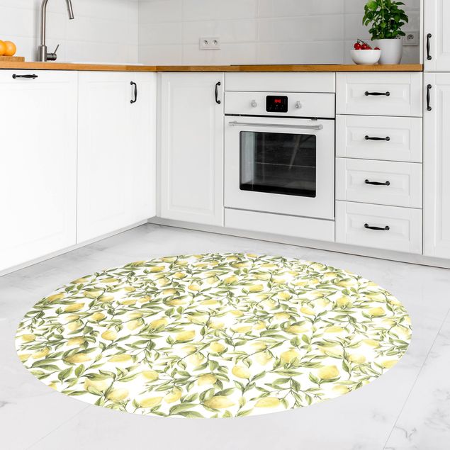 Moderne Teppiche Fruchtige Zitronen mit Blättern