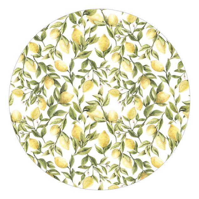 Tapeten mit Muster Fruchtige Zitronen mit Blättern