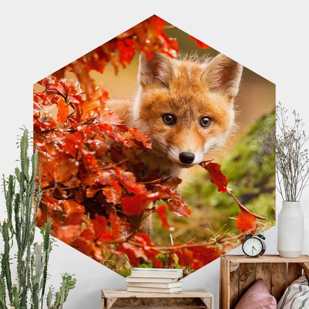 Kindertapete Tiere Fuchs im Herbst