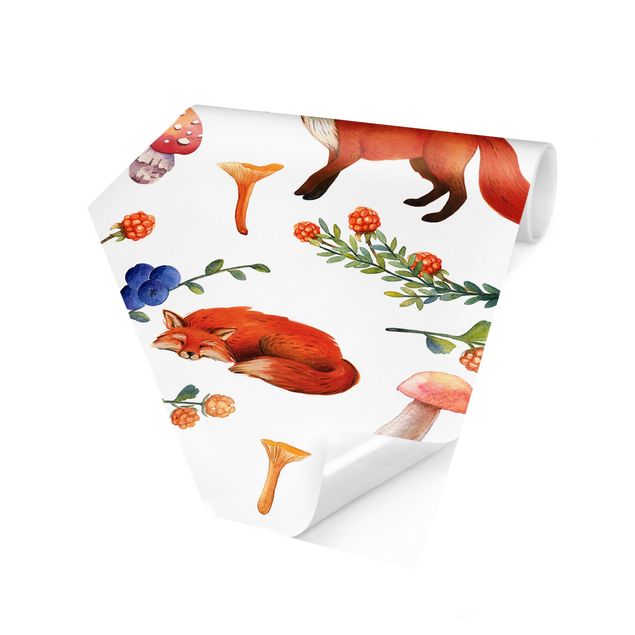 Moderne Tapeten Fuchs mit Pilzen Illustration
