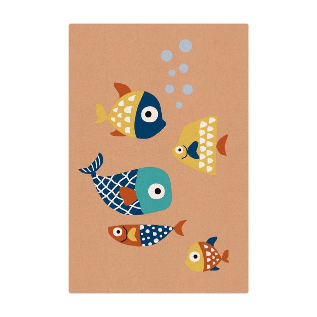 Kork-Teppich - Fünf Fischfreunde - Hochformat 2:3