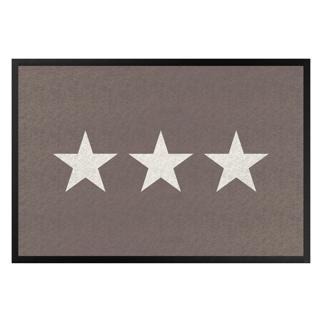 Fußmatte - Drei Sterne graubraun weiß