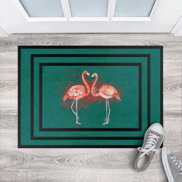Fußmatten Haustür außen Flamingos