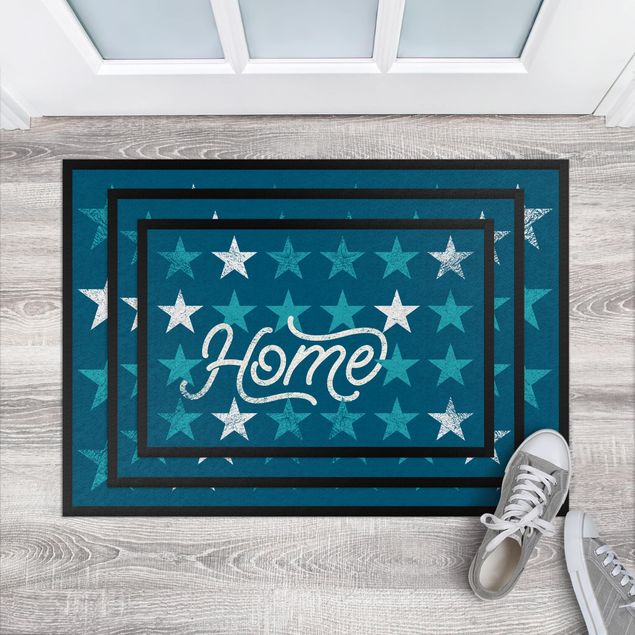 Fußmatte - Home Sterne blau