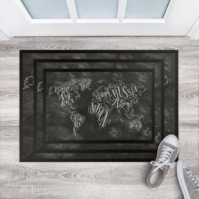 Fußmatten Haustür Kreide Weltkarte