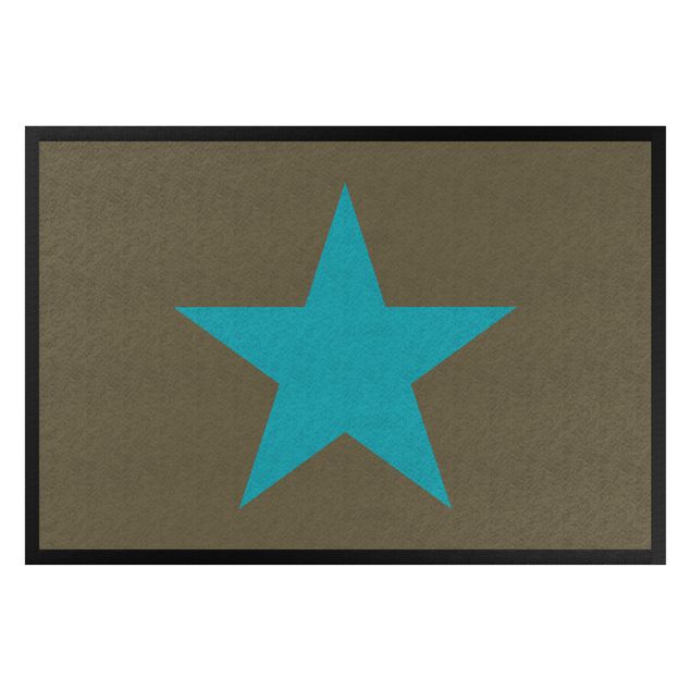 Fußmatte - Stern in braun türkisblau