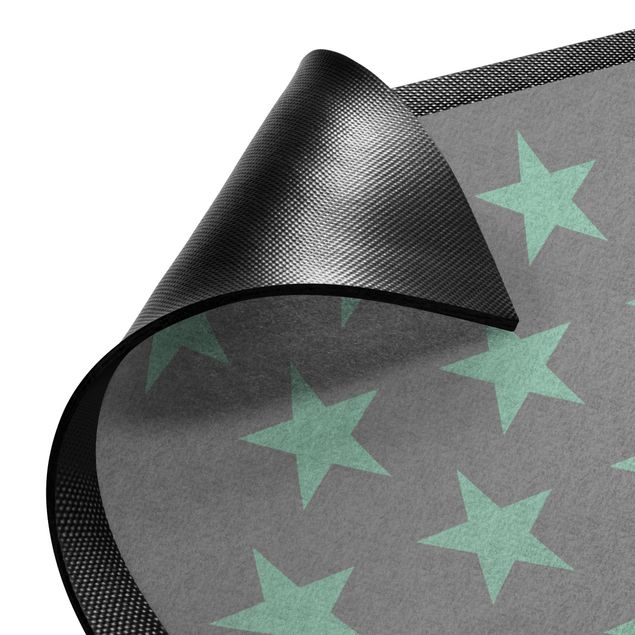 Fußmatten Design Sterne versetzt grau mint