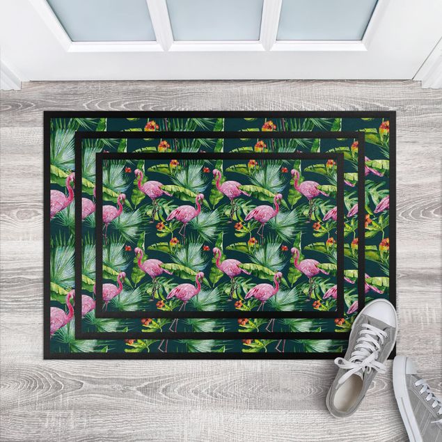 Fußmatte - Tropical Flamingo pattern