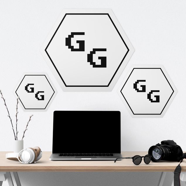 Hexagon-Forexbild - Gaming Kürzel GG in Schwarz