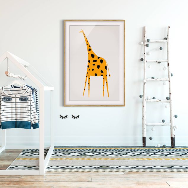 Bilder mit Rahmen Gelbe Giraffe