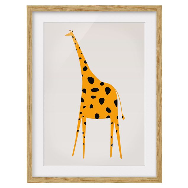 Bild mit Rahmen - Gelbe Giraffe - Hochformat