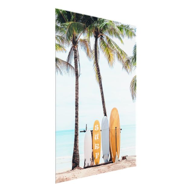 Bilder für die Wand Gelbe Surfboards unter Palmen
