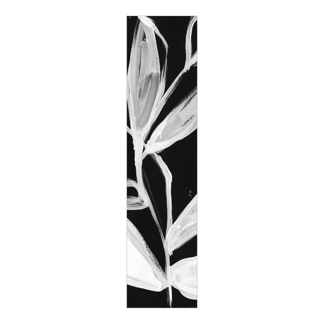 Schiebegardinen mit Motiv 3-teilig Gemalte Blätter auf Schwarz