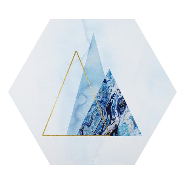 Hexagon-Forexbild - Geometrie in Blau und Gold II