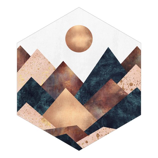 Moderne Tapeten Geometrische Berge Bronze