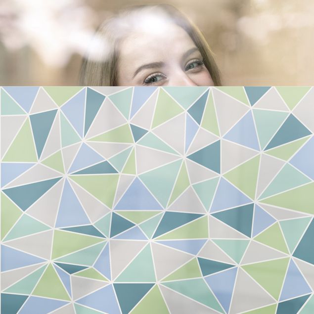 Folie für Fenster Geometrische Dreiecke Türkis Grün