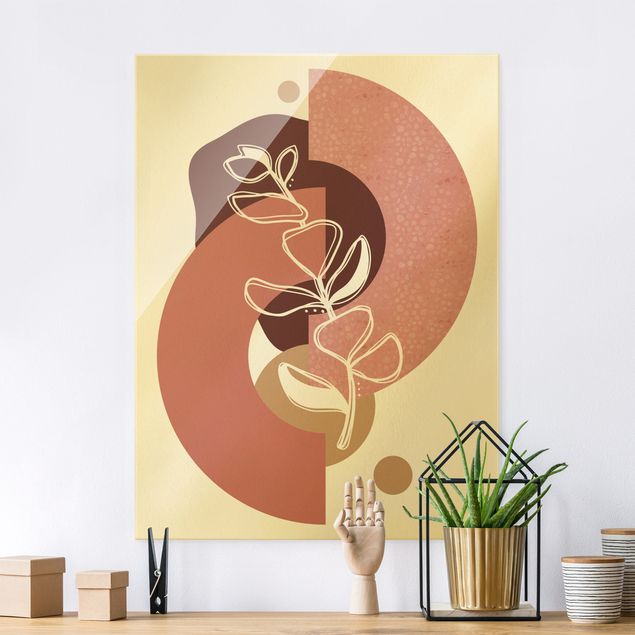 Wandbilder abstrakt Geometrische Formen - Blätter Rosa Gold