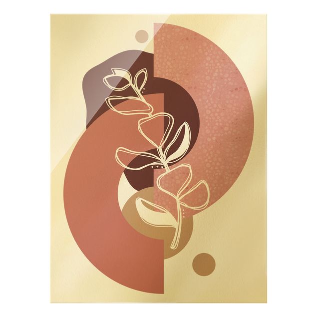 Bilder für die Wand Geometrische Formen - Blätter Rosa Gold