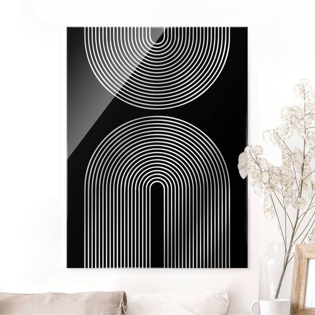 Wandbilder abstrakt Geometrische Formen - Regenbögen Schwarz Weiß